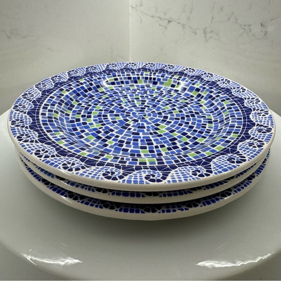 Pier 1 Summerlin Plates Mediterranean Mosiac Blue Green 7 ⅝" Set of 3 - Picture 2 of 8
